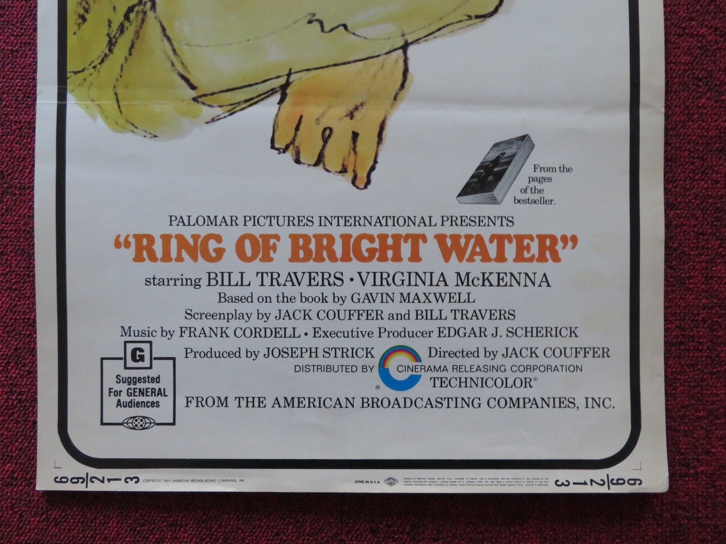 RING OF BRIGHT WATER US INSERT (14"x 36") POSTER BILL TRAVERS V. MCKENNA 1969 Rendezvous Cinema Movie posters