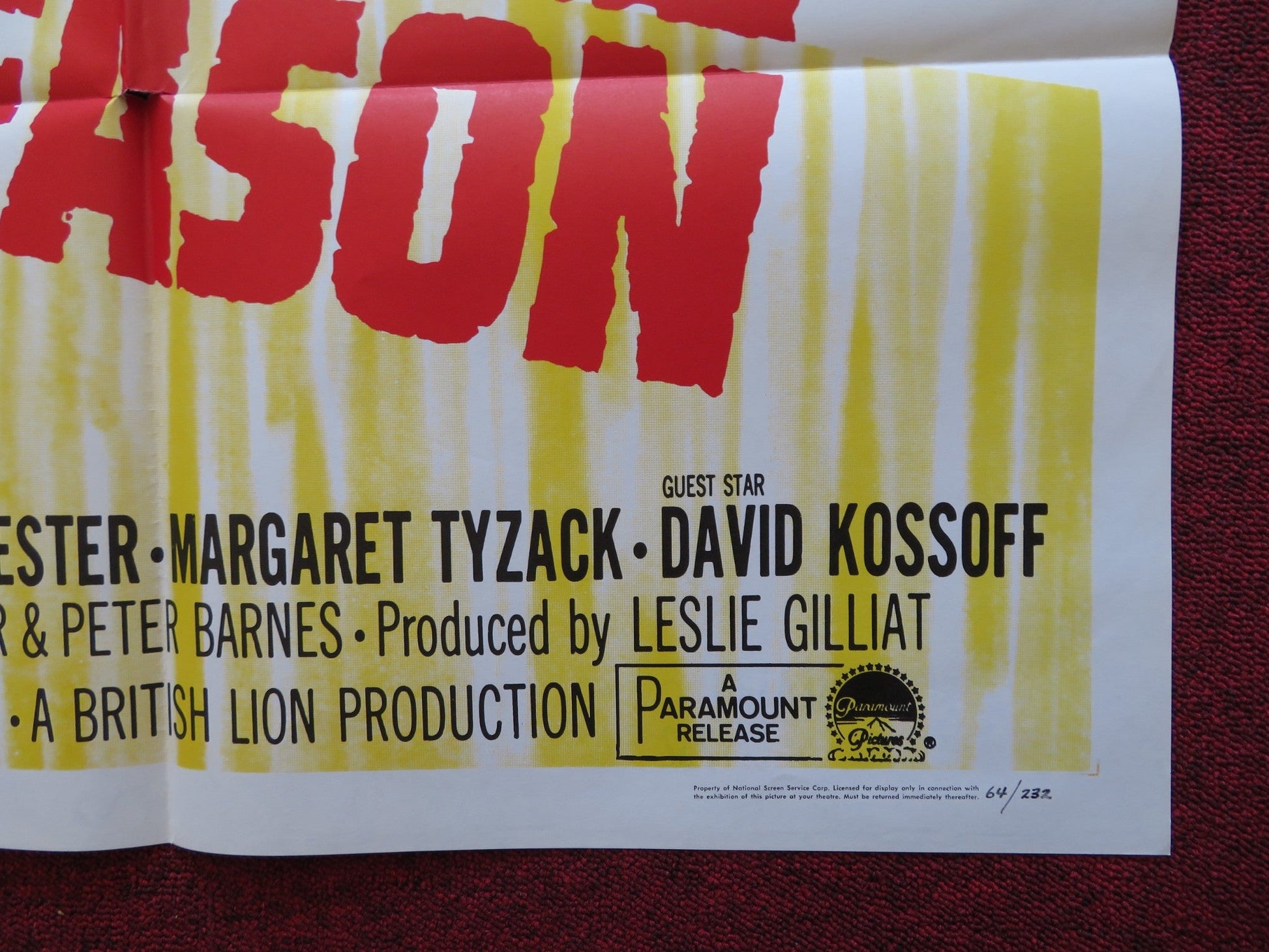 RING OF TREASON FOLDED US ONE SHEET POSTER BERNARD LEE 1964 Rendezvous Cinema Movie posters