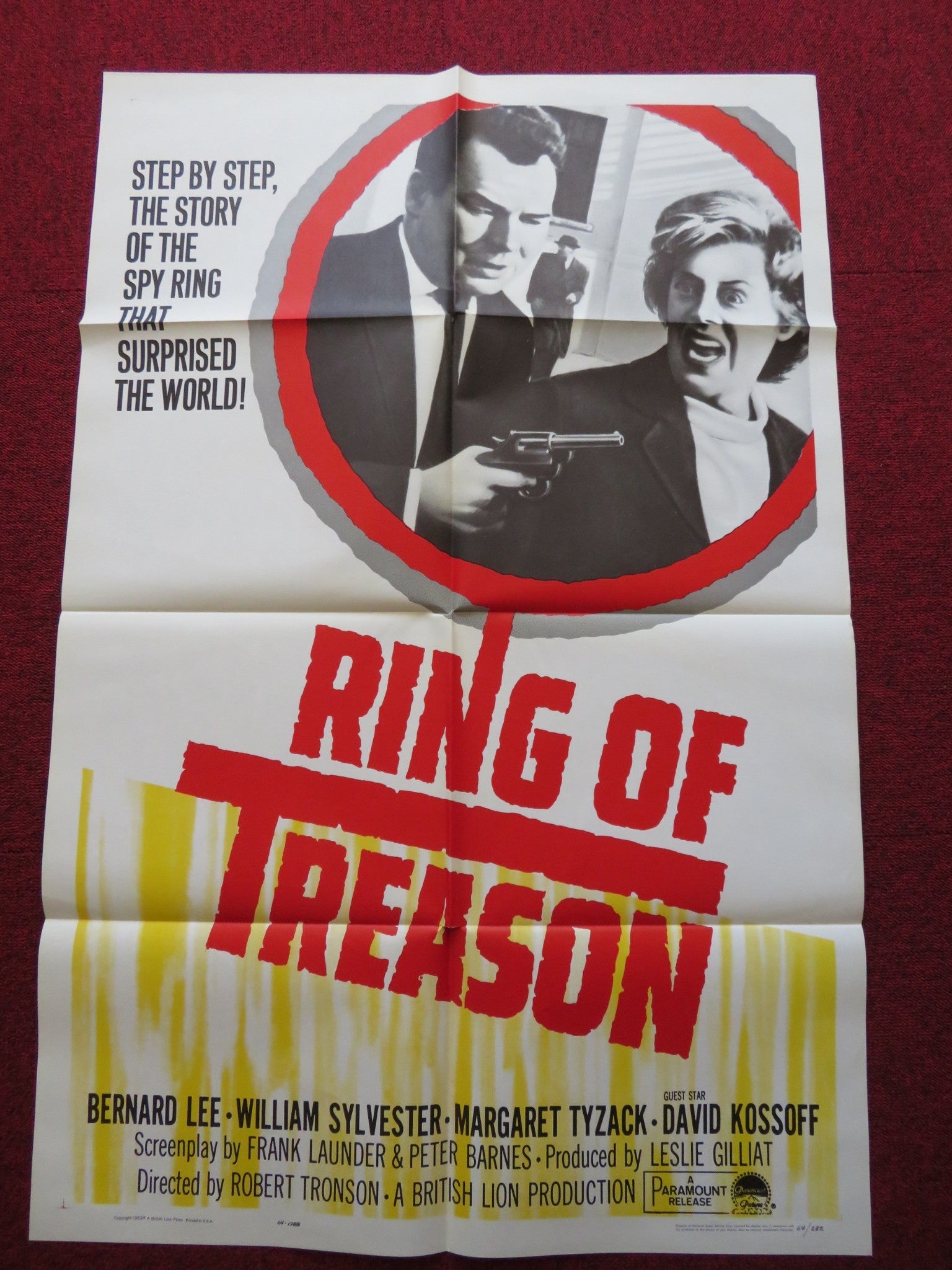 RING OF TREASON FOLDED US ONE SHEET POSTER BERNARD LEE 1964 Rendezvous Cinema Movie posters