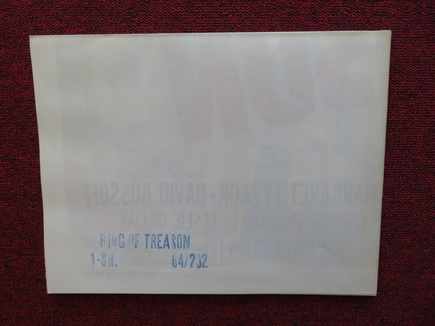 RING OF TREASON FOLDED US ONE SHEET POSTER BERNARD LEE 1964 Rendezvous Cinema Movie posters