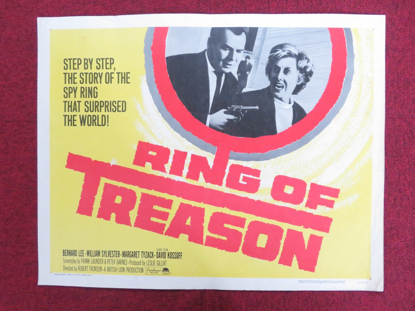 RING OF TREASON US HALF SHEET (22"x 28") POSTER BERNARD LEE W. SYLVESTER 1964 Rendezvous Cinema Movie posters