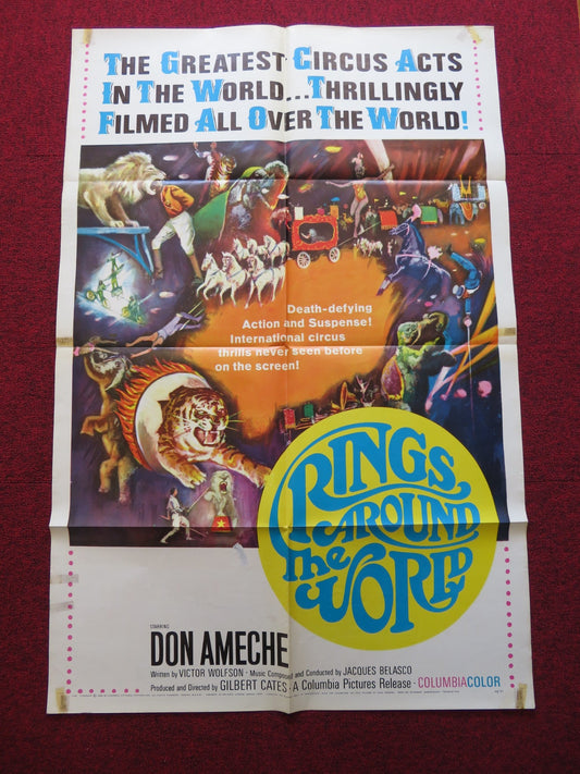 RINGS AROUND THE WORLD FOLDED US ONE SHEET POSTER DON AMECHE 1966 Rendezvous Cinema Movie posters