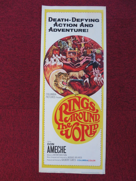 RINGS AROUND THE WORLD US INSERT (14"x 36") POSTER DON AMECHE RUDY CARDENAS 1966 Rendezvous Cinema Movie posters