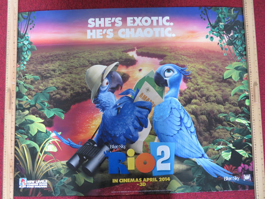 RIO 2 - A UK QUAD (30"x 40") ROLLED POSTER JAKE T. AUSTIN CARLINHOS BROWN 2014 Rendezvous Cinema Movie posters