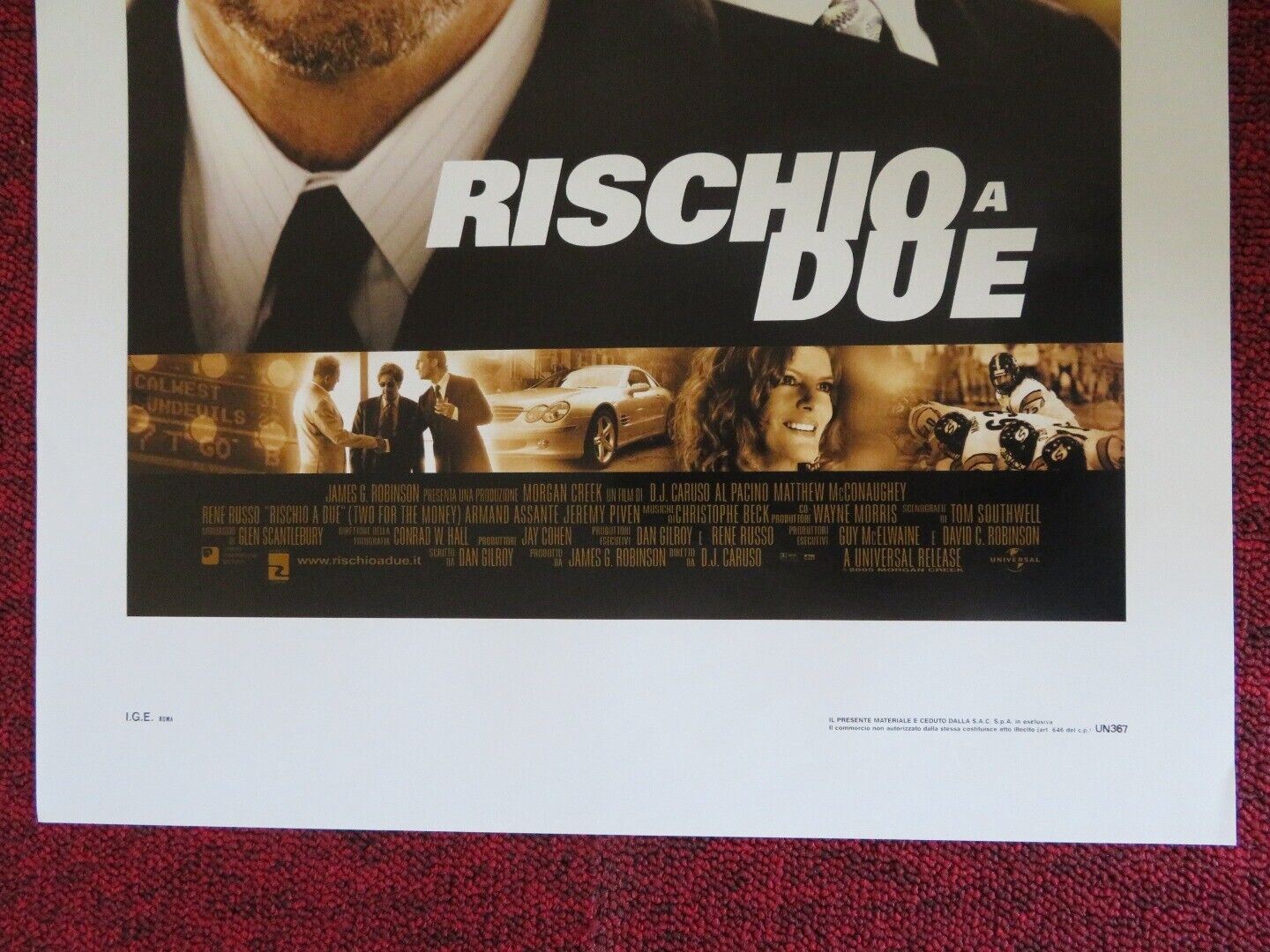 RISCHIO A DUE ITALIAN LOCANDINA (27.5"x13") POSTER AL PACINO M MCCONAUGHEY 2005 - Rendezvous Cinema
