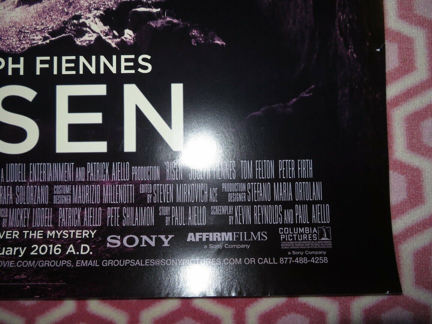 RISEN US ONE SHEET ROLLED POSTER JOSEPH FIENNES TOM FELTON 2016 Movie posters