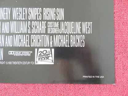 RISING SUN FOLDED US ONE SHEET POSTER CONNERY SNIPES 1993 Rendezvous Cinema Movie posters
