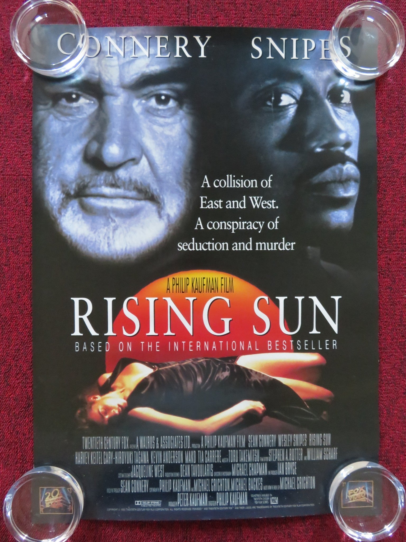 RISING SUN VHS VIDEO POSTER SEAN CONNERY WESLEY SNIPES 1993 Rendezvous Cinema Movie posters