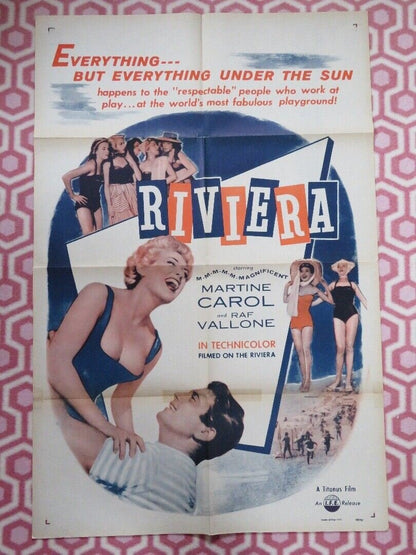 RIVIERA US ONE SHEET POSTER MARTINE COLE RAF VALLONE 1954 - Rendezvous Cinema
