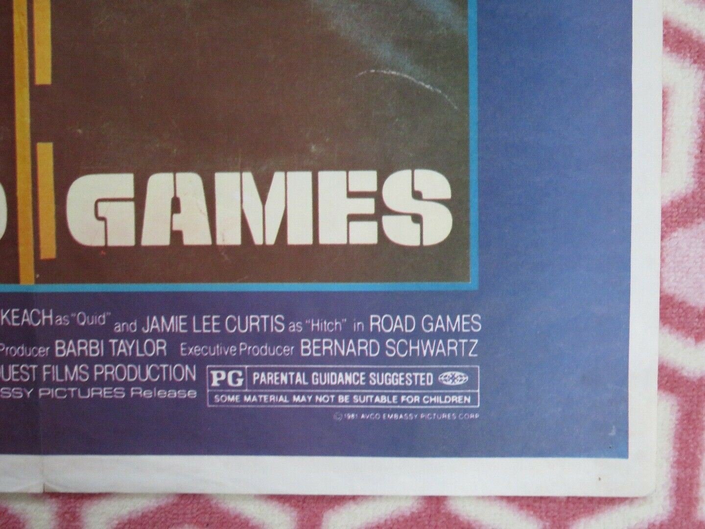 ROAD GAMES US (27"X 19.5") ROLLED POSTER JAMIE LEE CURTIS 1981 Rendezvous Cinema Movie posters