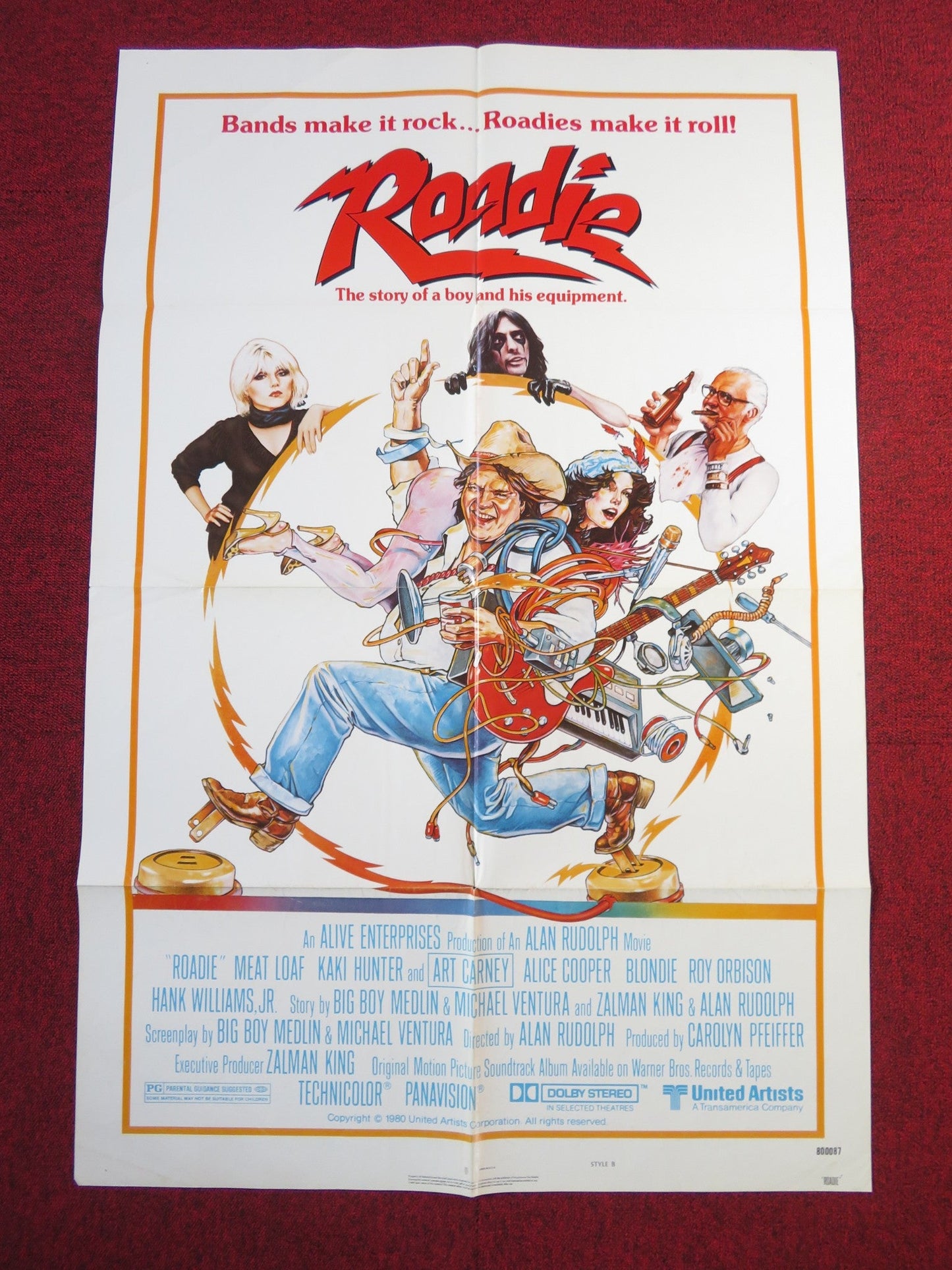 ROADIE - STYLE B FOLDED US ONE SHEET POSTER MEAT LOAF ALICE COOPER 1980 Rendezvous Cinema Movie posters