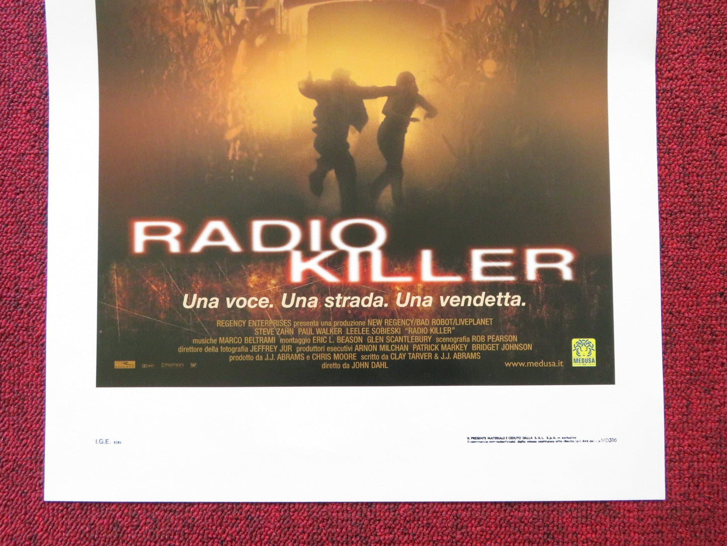 ROADKILL ITALIAN LOCANDINA POSTER STEVE ZAHN PAUL WALKER 2001 Rendezvous Cinema Movie posters