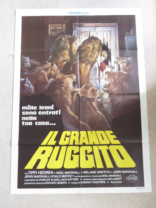 ROAR ITALIAN 2 FOGLIO POSTER TIPPI HEDREN NOEL MARSHALL 1981 Rendezvous Cinema Movie posters