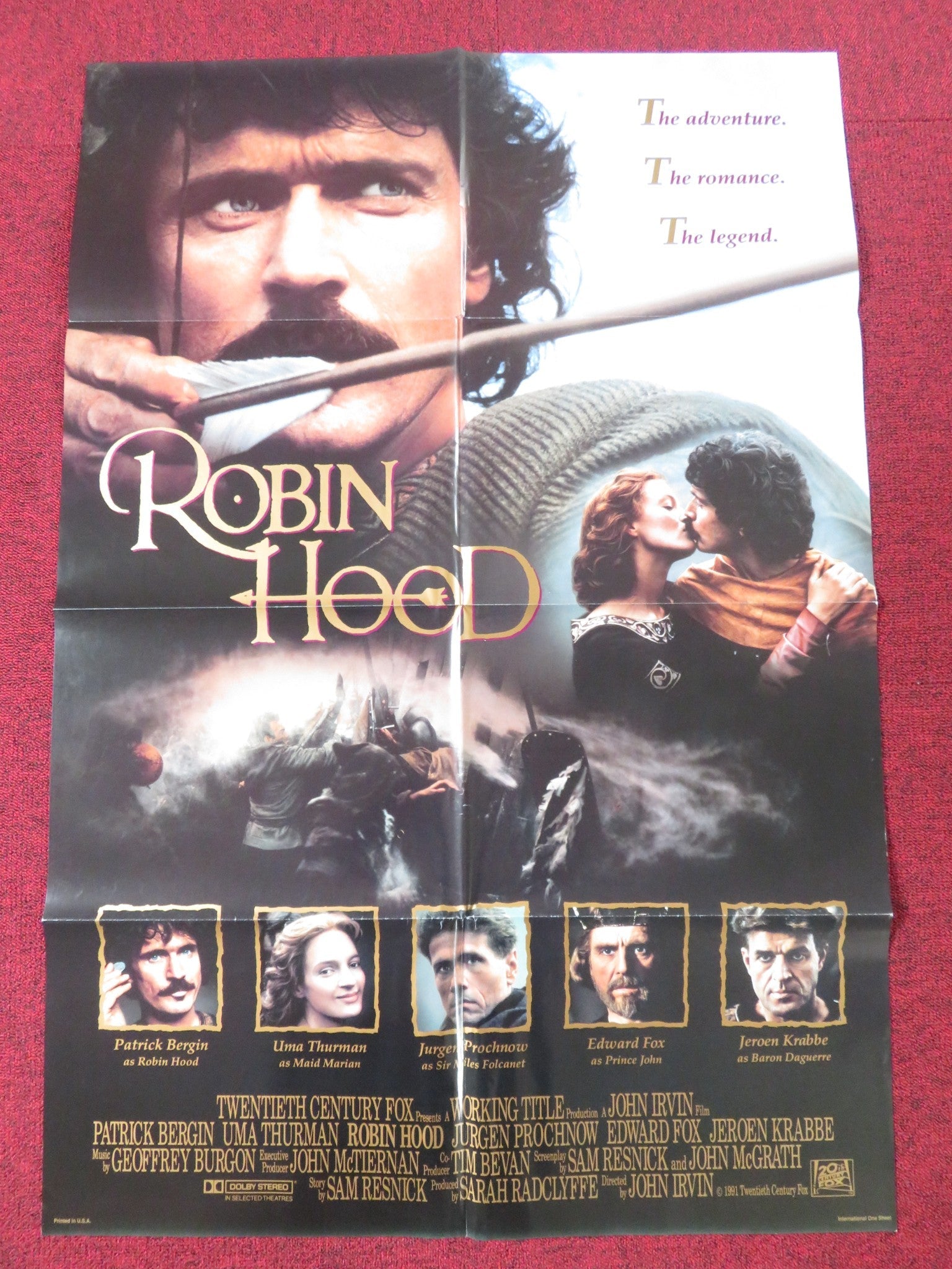 ROBIN HOOD FOLDED US ONE SHEET POSTER PATRICK BERGEN UMA THURMAN 1991 Rendezvous Cinema Movie posters