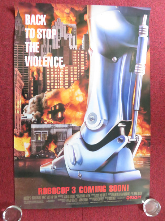 ROBOCOP 3 US ONE SHEET ROLLED POSTER ROBERT JOHN BURKE MARIO MACHADO 1993 Rendezvous Cinema Movie posters