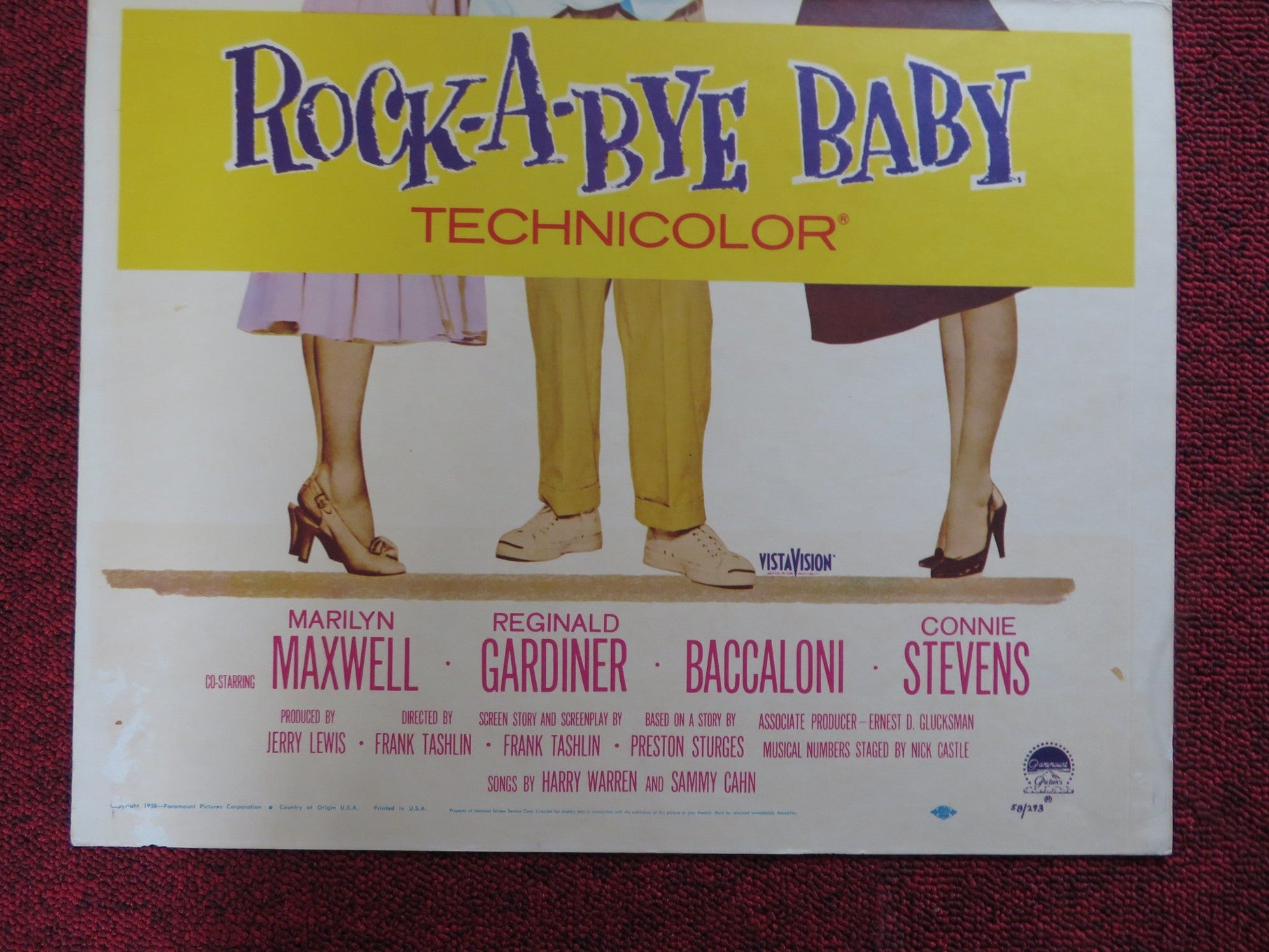 ROCK - A - BYE BABY WINDOW CARD (14"x 22") POSTER JERRY LEWIS 1958 Rendezvous Cinema Movie posters
