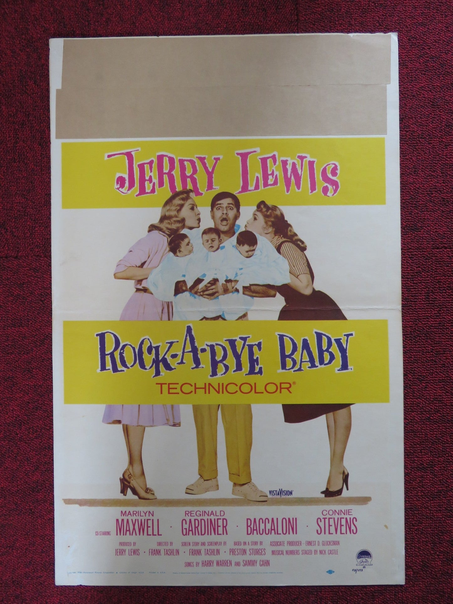 ROCK - A - BYE BABY WINDOW CARD (14"x 22") POSTER JERRY LEWIS 1958 Rendezvous Cinema Movie posters