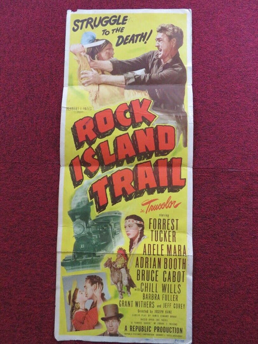 ROCK ISLAND TRAIL FOLDED US INSERT (14"x 36") POSTER FORREST TUCKER 1950 Movie posters