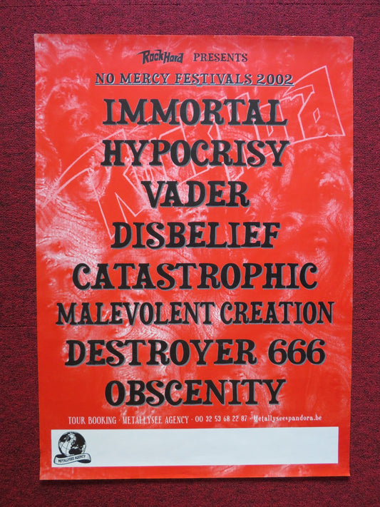 ROCKHARD PRESENTS NO MERCY FESTIVALS POSTER IMMORTAL HYPOCRISY VADER 2002 Rendezvous Cinema Movie posters