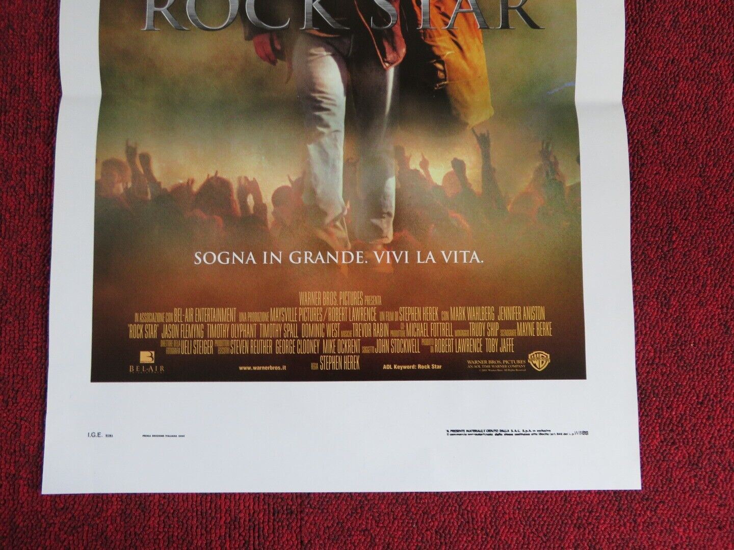 ROCKSTAR ITALIAN LOCANDINA (27.5"x13") POSTER M WAHLBERG J ANISTON 2001 Movie posters