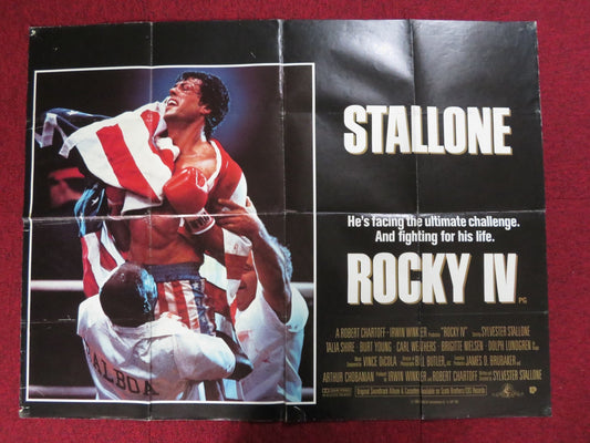 ROCKY IV UK QUAD POSTER FOLDED SYLVESTER STALLONE DOLPH LUNDGREN 1985 Rendezvous Cinema Movie posters