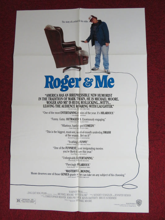 ROGER & ME FOLDED US ONE SHEET POSTER MICHAEL MOORE ROGER B. SMITH 1989 Rendezvous Cinema Movie posters