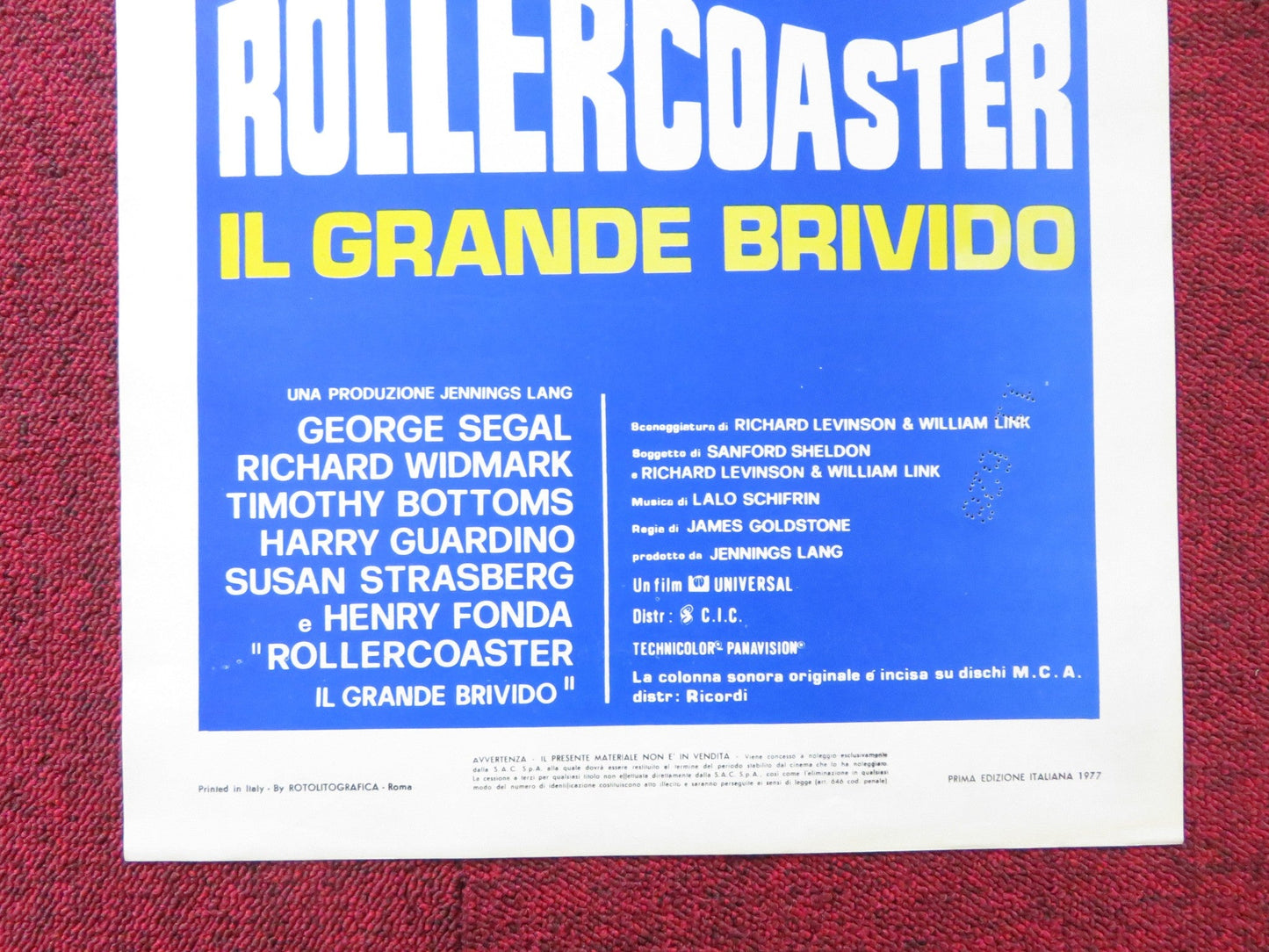 ROLLERCOASTER - b ITALIAN LOCANDINA POSTER GEORGE SEGAL HENRY FONDA 1977 Rendezvous Cinema Movie posters