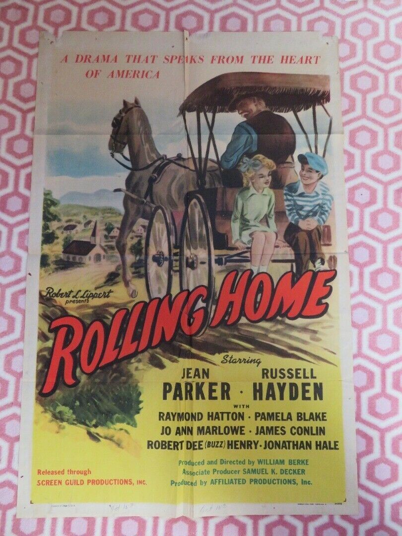 ROLLING HOME FOLDED US ONE SHEET POSTER JEAN PARKER RUSSELL HAYDEN 1946 Movie posters