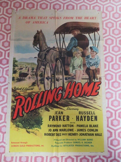 ROLLING HOME FOLDED US ONE SHEET POSTER JEAN PARKER RUSSELL HAYDEN 1946 Movie posters