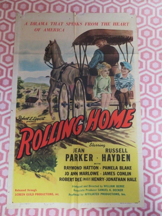 ROLLING HOME FOLDED US ONE SHEET POSTER JEAN PARKER RUSSELL HAYDEN 1946 Movie posters