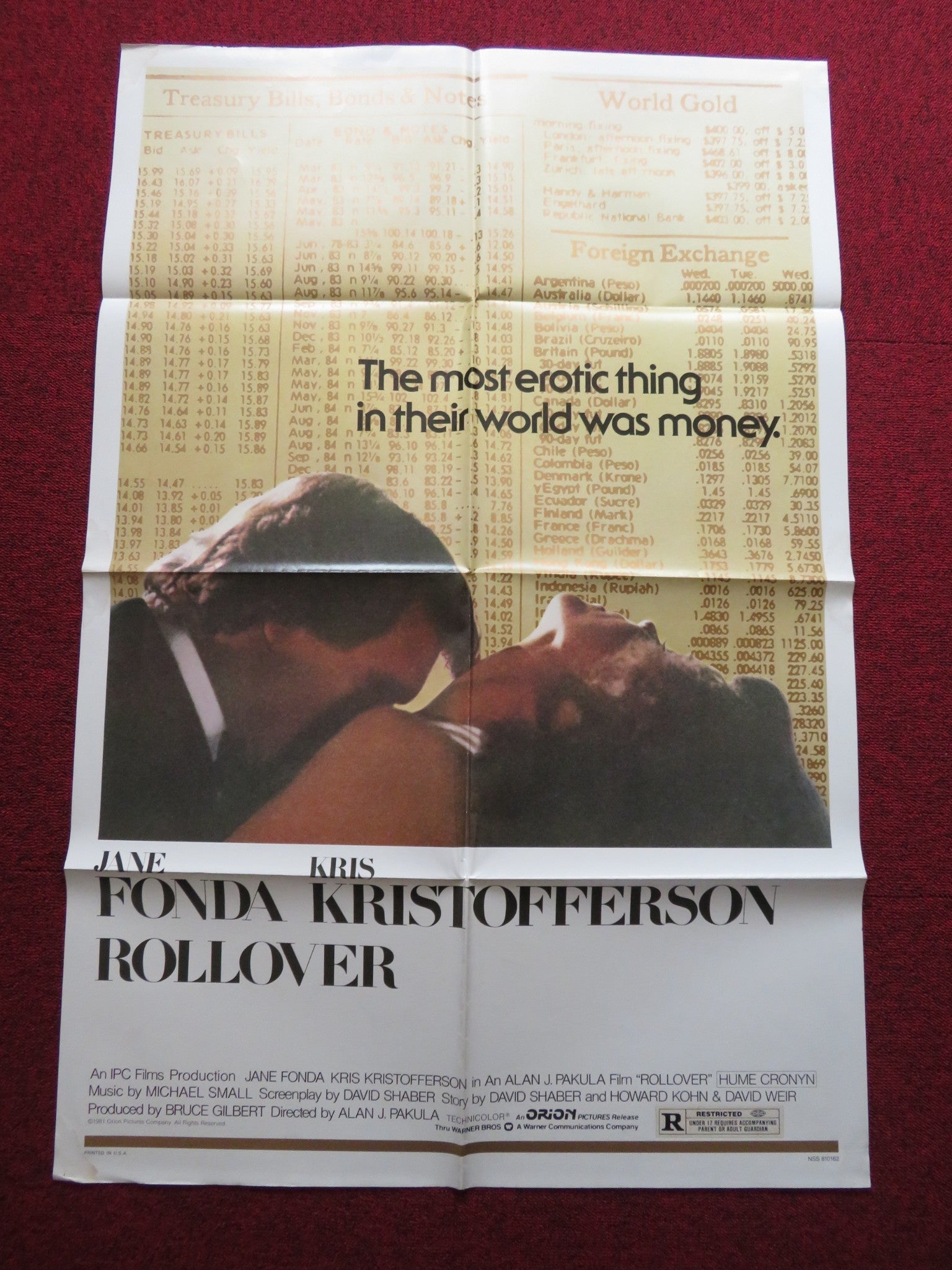 ROLLOVER FOLDED US ONE SHEET POSTER JANE FONDA KRIS KRISTOFFERSON 1981 Rendezvous Cinema Movie posters