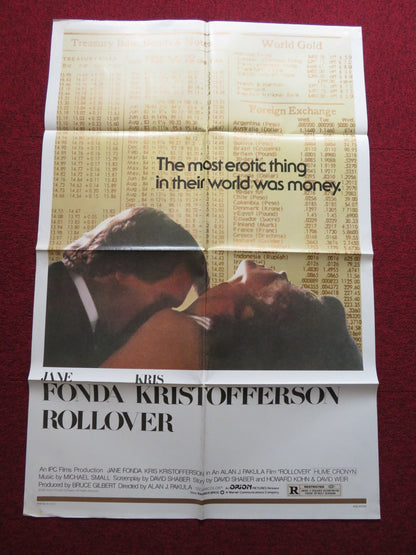 ROLLOVER FOLDED US ONE SHEET POSTER JANE FONDA KRIS KRISTOFFERSON 1981 Rendezvous Cinema Movie posters