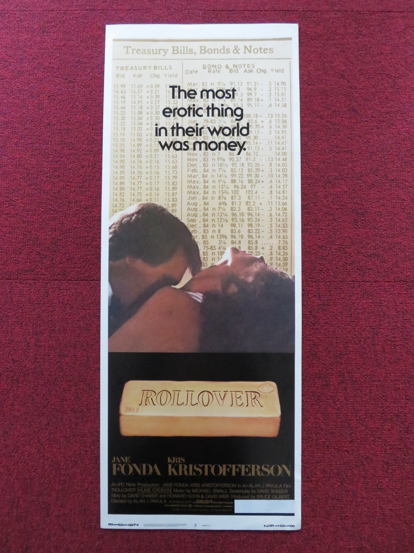 ROLLOVER US INSERT (14"x 36") POSTER JANE FONDA KRIS KRISTOFFERSON 1981 Rendezvous Cinema Movie posters