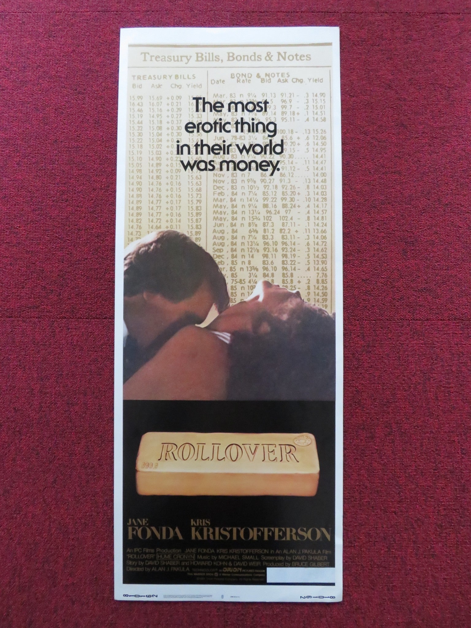 ROLLOVER US INSERT (14"x 36") POSTER JANE FONDA KRIS KRISTOFFERSON 1981 Rendezvous Cinema Movie posters