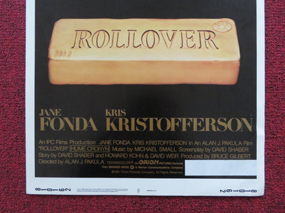 ROLLOVER US INSERT (14"x 36") POSTER JANE FONDA KRIS KRISTOFFERSON 1981 Rendezvous Cinema Movie posters