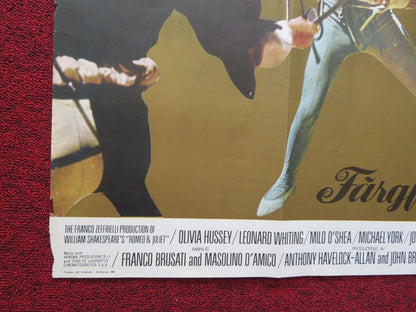 ROMEO AND JULIET FOLDED SWEDISH ONE SHEET POSTER OLIVIA HUSSEY LEONARD WHITING - Rendezvous Cinema