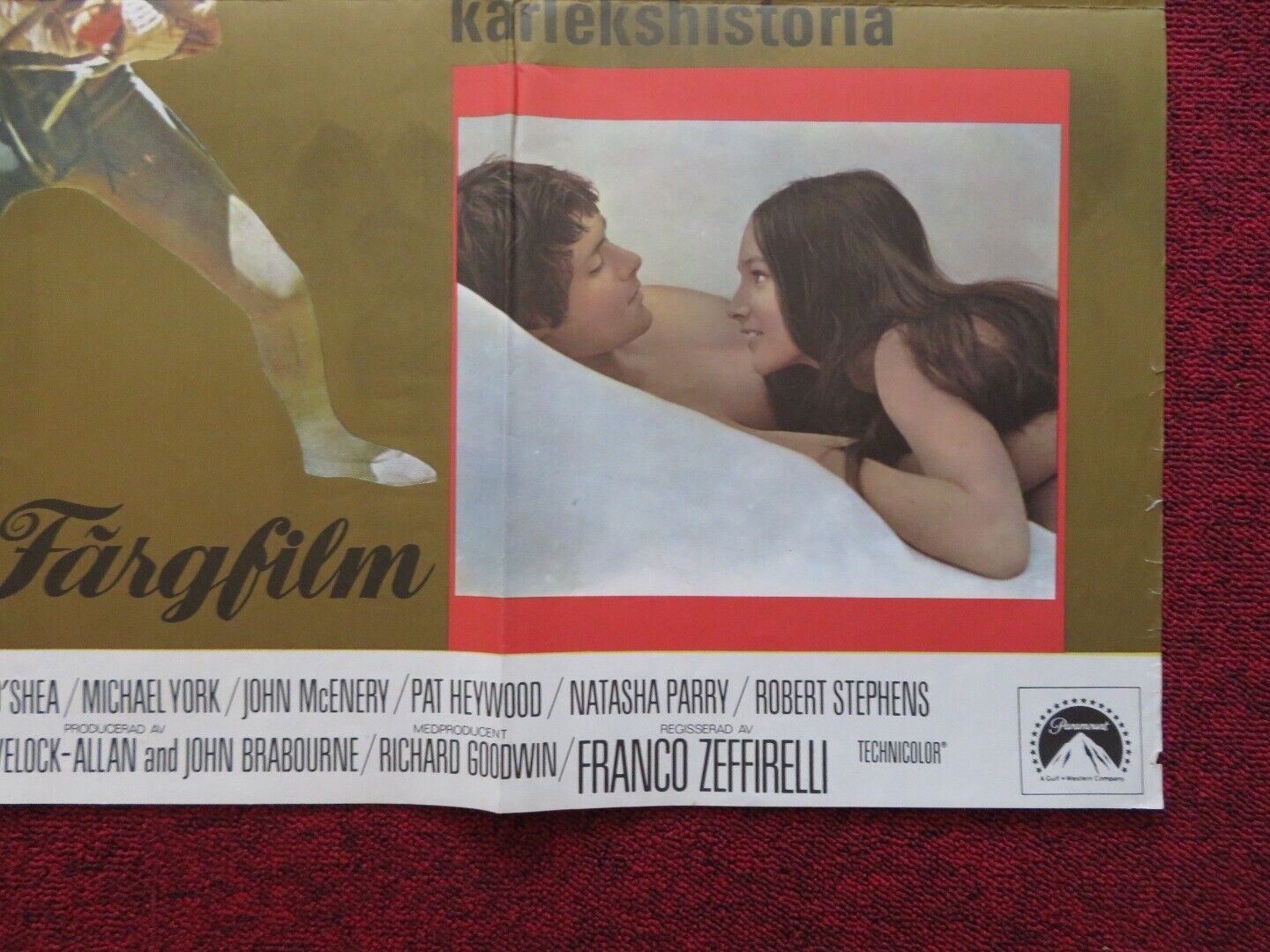 ROMEO AND JULIET FOLDED SWEDISH ONE SHEET POSTER OLIVIA HUSSEY LEONARD WHITING - Rendezvous Cinema
