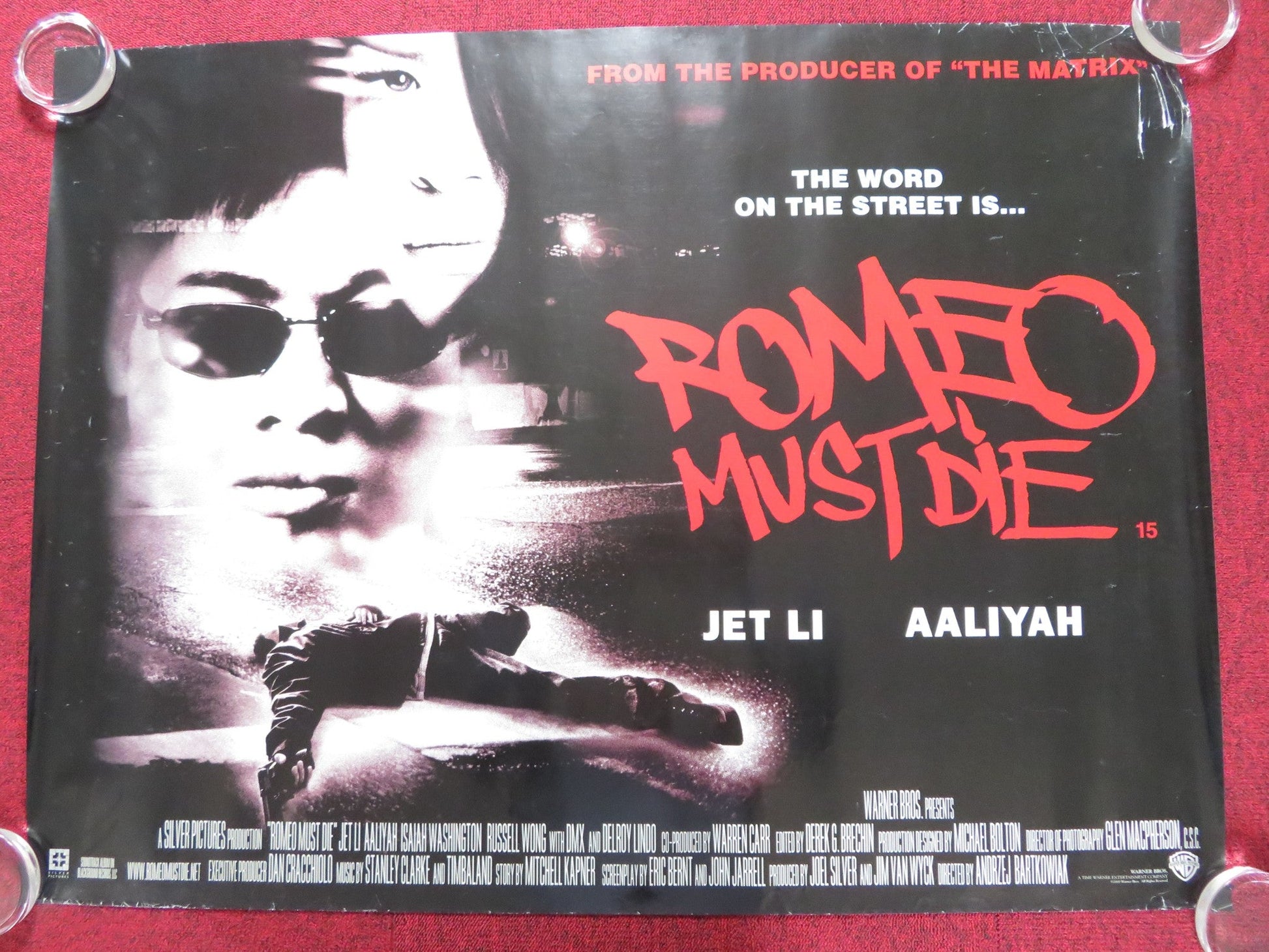 ROMEO MUST DIE UK QUAD (30"x 40") ROLLED POSTER JET LI AALIYAH 2000 Rendezvous Cinema Movie posters