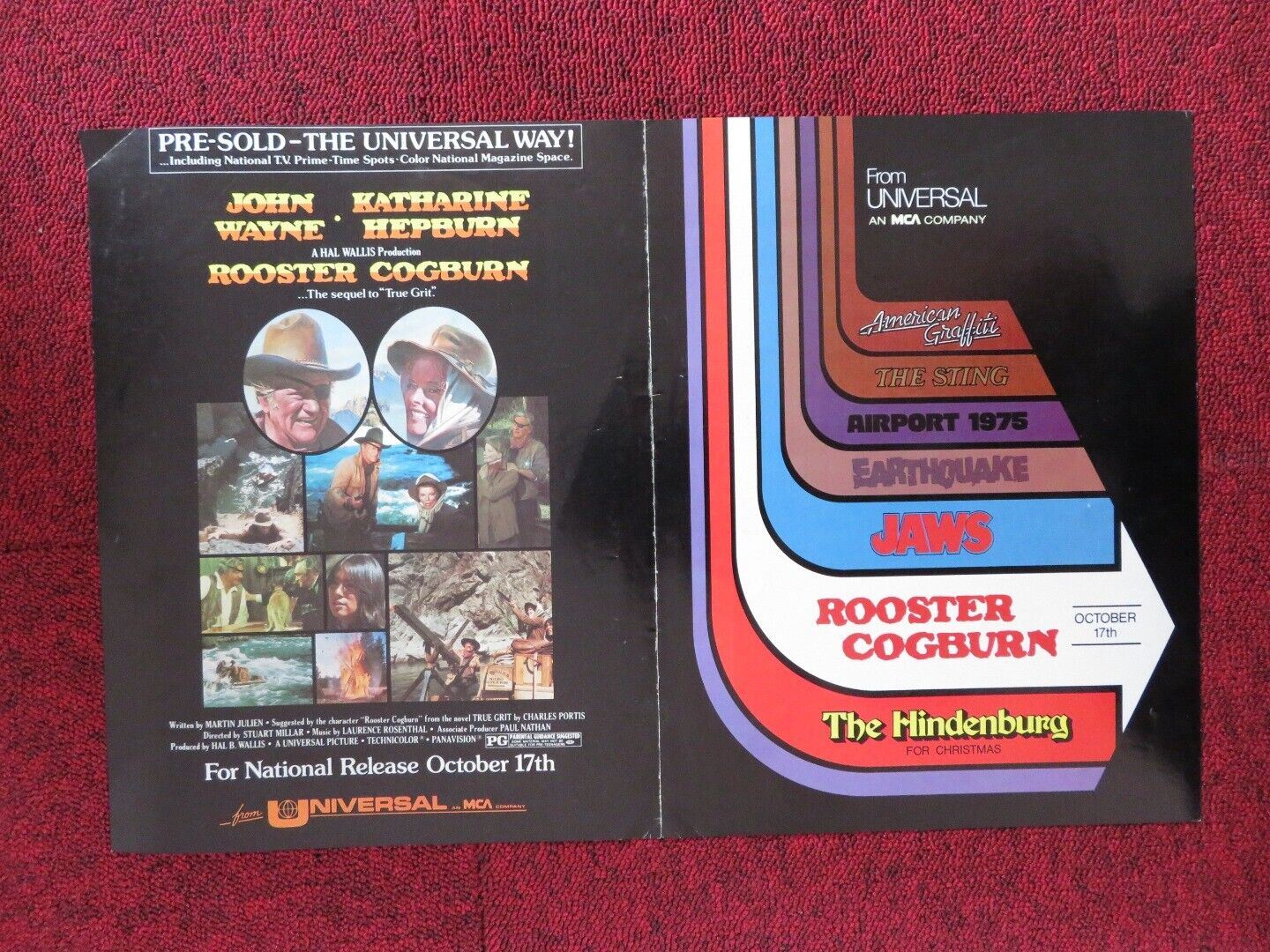 ROOSTER COGBURN U.S PRESS COVER (12" X 18") POSTER JOHN WAYNE KATHARINE HEPBURN - Rendezvous Cinema