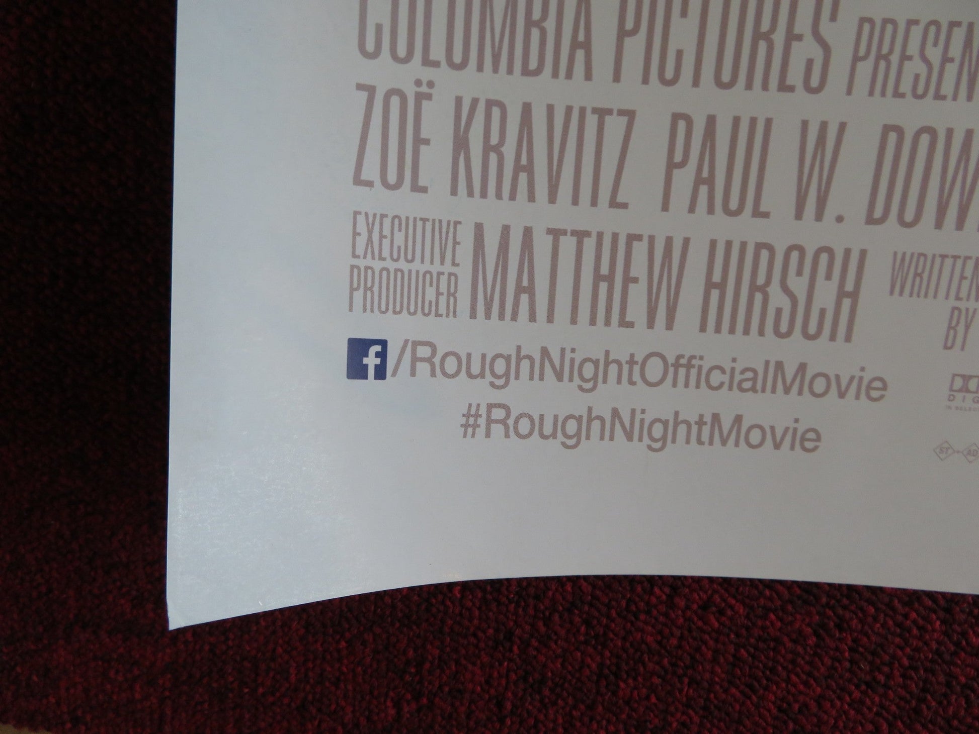 ROUGH NIGHT UK QUAD (30"x 40") ROLLED POSTER SCARLETT JOHANSSON ZOE KRAVITZ 2017 Rendezvous Cinema Movie posters