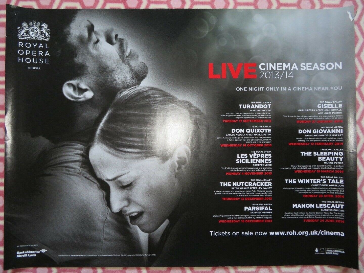 ROYAL OPERA HOUSE LIVE CINEMA SEASON 2013/14 QUAD (30"x 40") ROLLED POSTER Movie posters