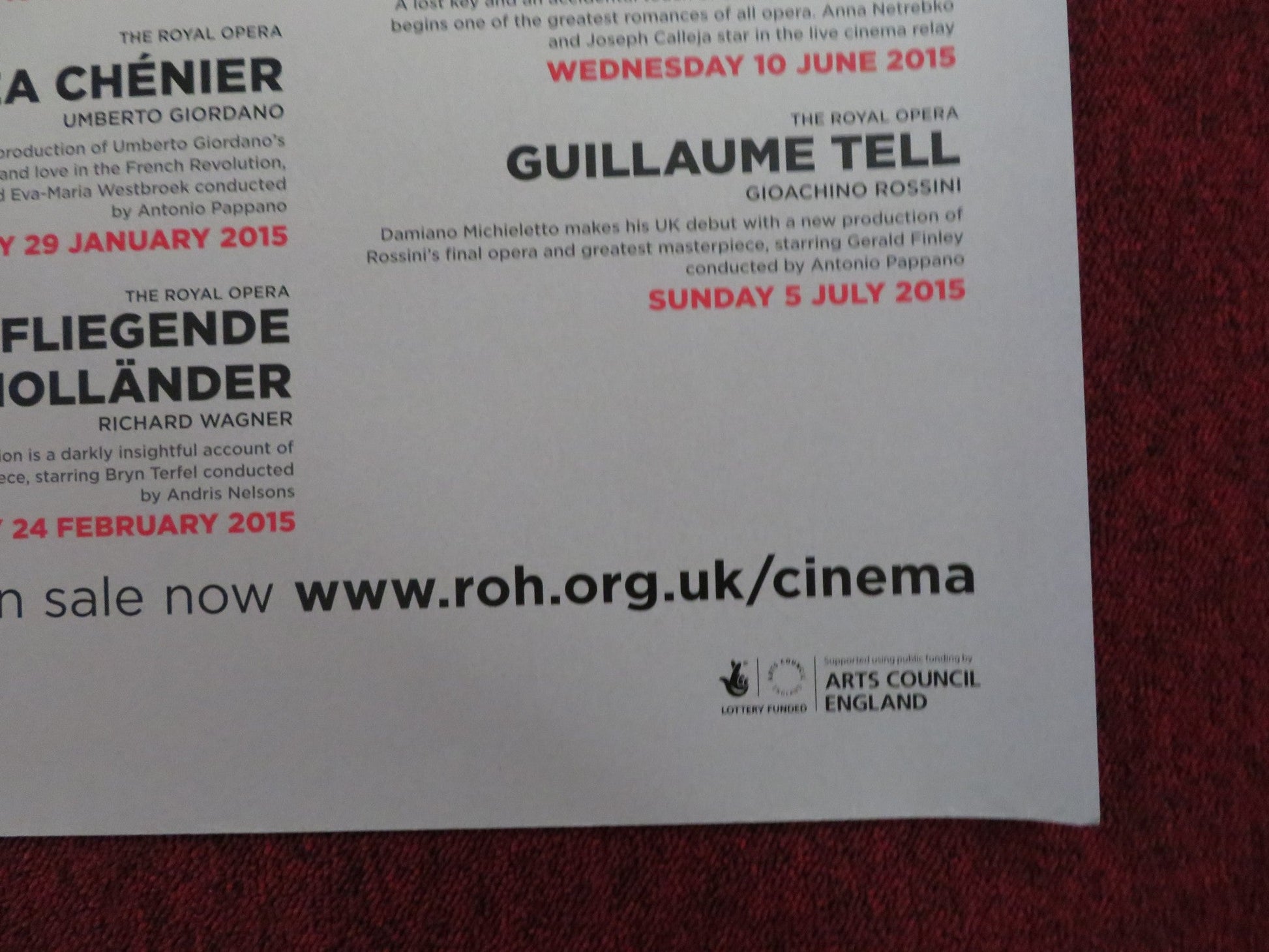 ROYAL OPERA HOUSE LIVE CINEMA SEASON 2014/2015 UK QUAD (30"x 40") ROLLED POSTER Rendezvous Cinema Movie posters