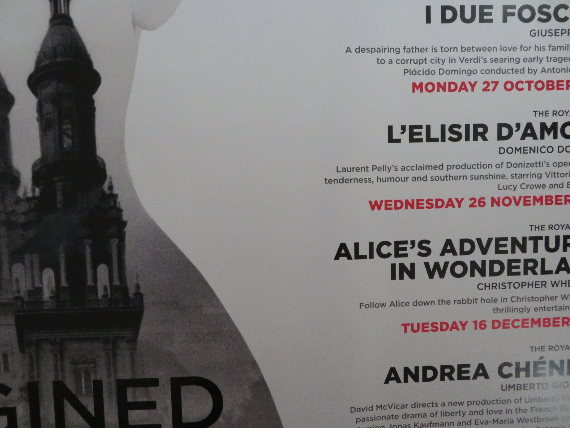 ROYAL OPERA HOUSE LIVE CINEMA SEASON 2014/2015 UK QUAD (30"x 40") ROLLED POSTER Rendezvous Cinema Movie posters