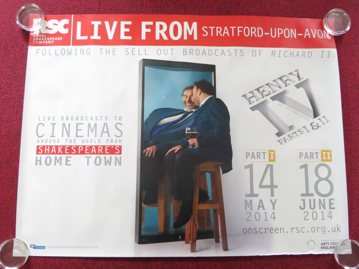 ROYAL SHAKESPEARE COMPANY: HENRY IV AND II UK QUAD ROLLED POSTER 2014 Rendezvous Cinema Movie posters