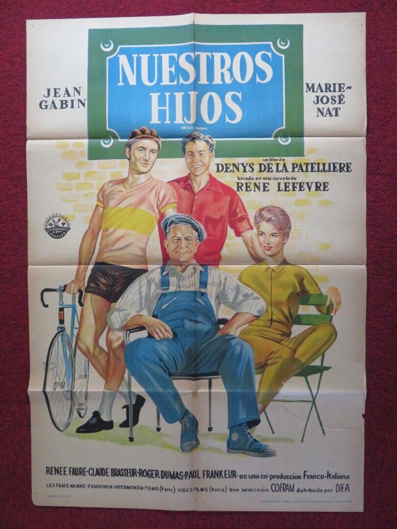 RU DE PARIS FOLDED ARGENTINA ONE SHEET POSTER JEAN GABIN MARIE - JOSIE NAT 1959 Movie posters