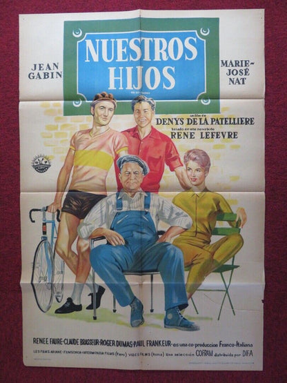RU DE PARIS FOLDED ARGENTINA ONE SHEET POSTER JEAN GABIN MARIE - JOSIE NAT 1959 Movie posters