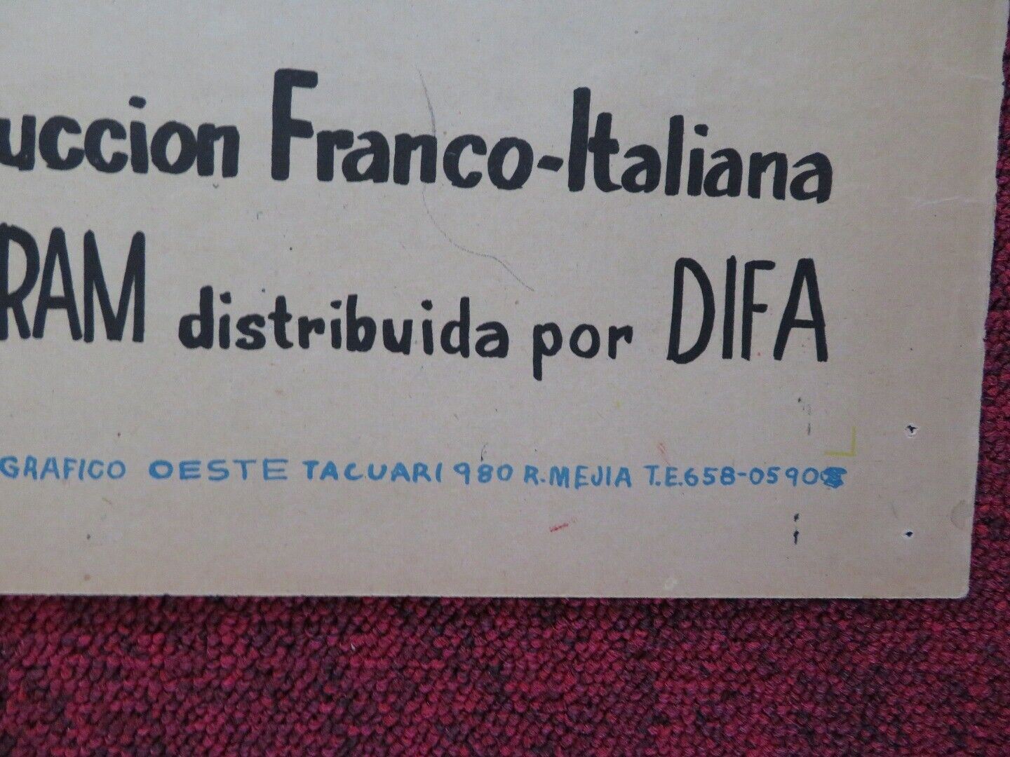 RU DE PARIS FOLDED ARGENTINA ONE SHEET POSTER JEAN GABIN MARIE - JOSIE NAT 1959 Movie posters