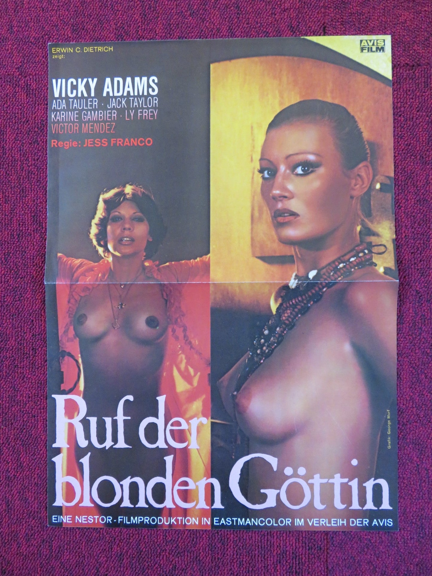RUF DER BLONDEN GOTTIN / VOODOO PASSION GERMAN PRESS SHEET VICKY ADAMS 1977 Rendezvous Cinema Movie posters
