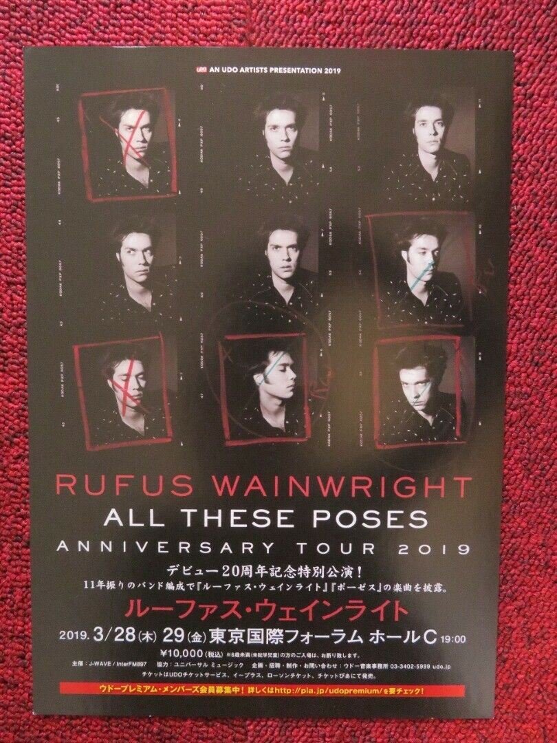 RUFUS WAINRIGHT - ALL THESE POSES TOUR JAPANESE MUSIC TOUR GIG POSTER 2019 Movie posters