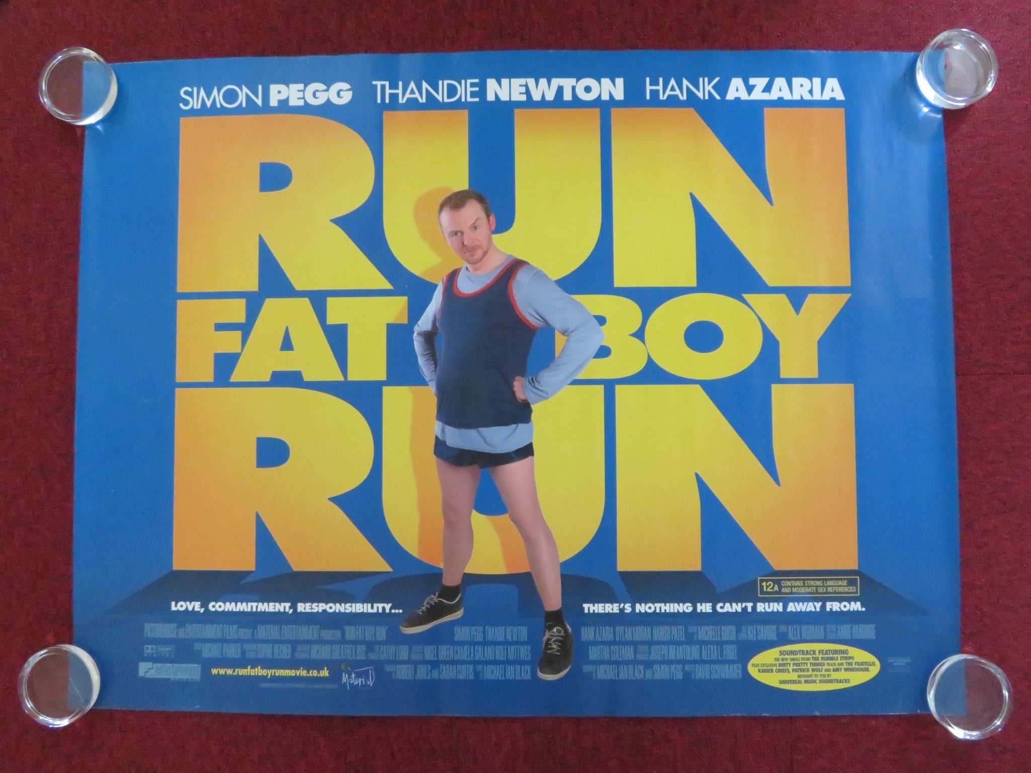 RUN FATBOY RUN UK QUAD ROLLED POSTER SIMON PEGG THANDIWE NEWTON 2007 ...